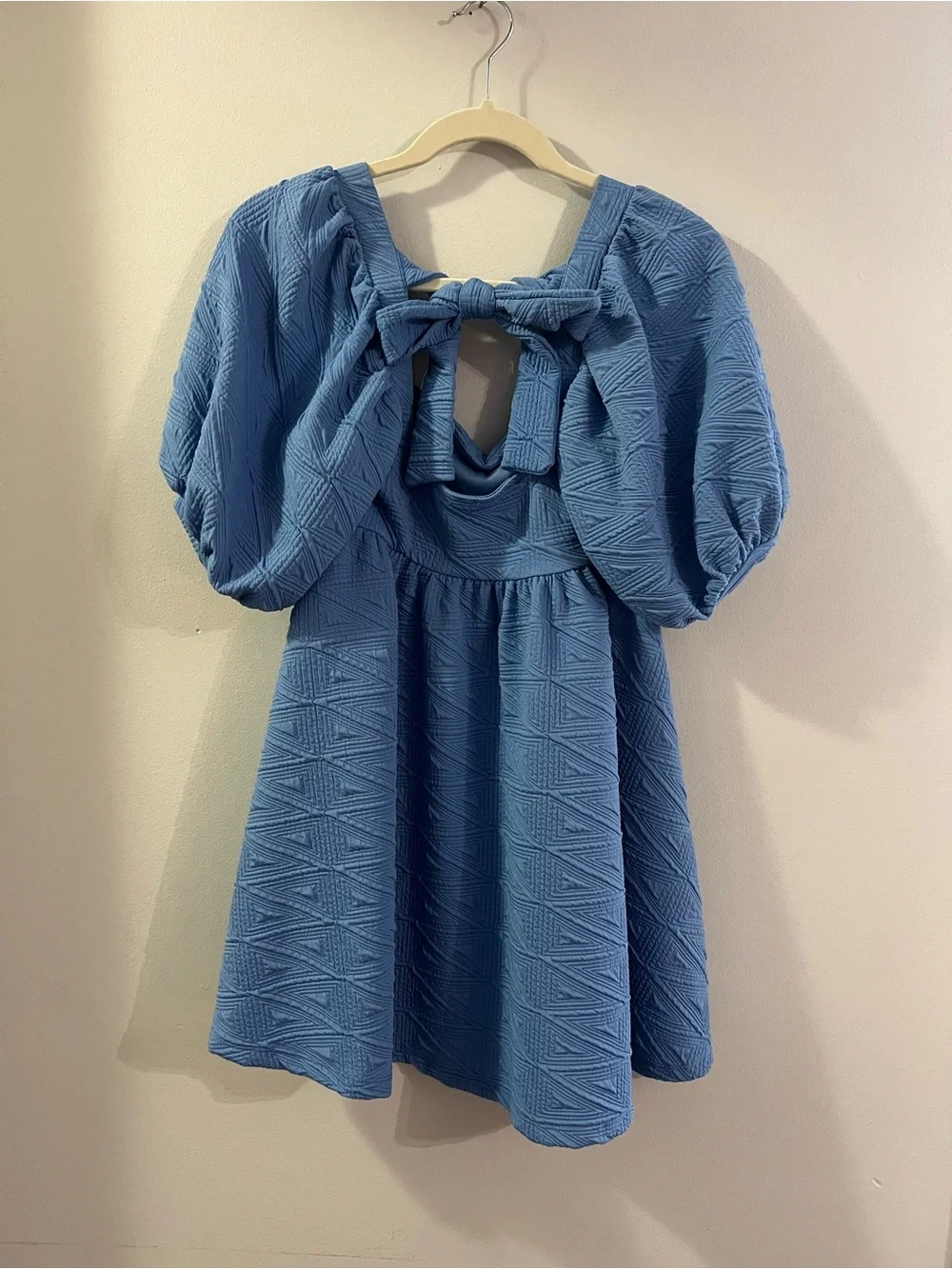 Free People Sky Blue Square Neck Puff Sleeve Mini